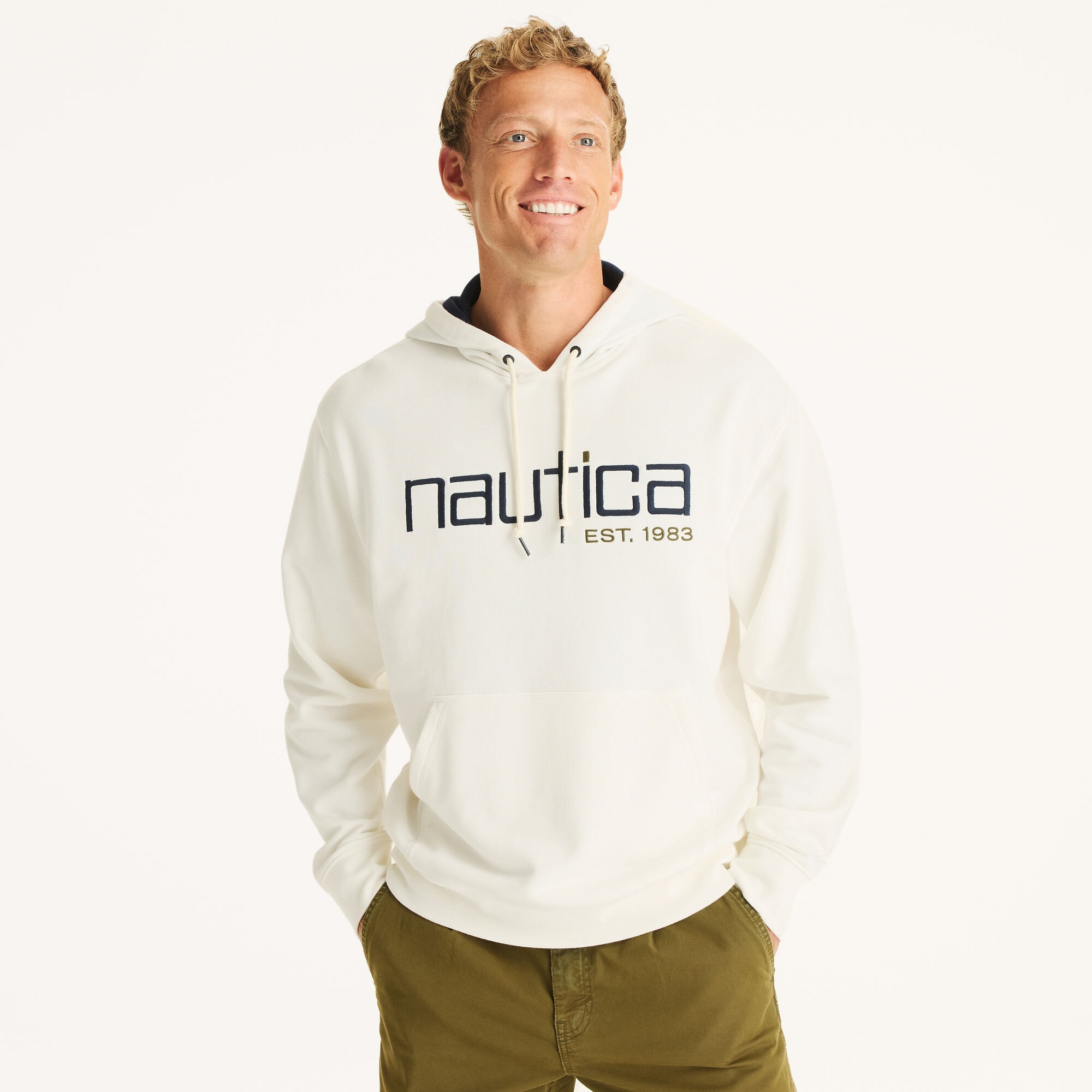 Nautica Men's Pullover Fleece Hoodie 134 (Sail White), XXL