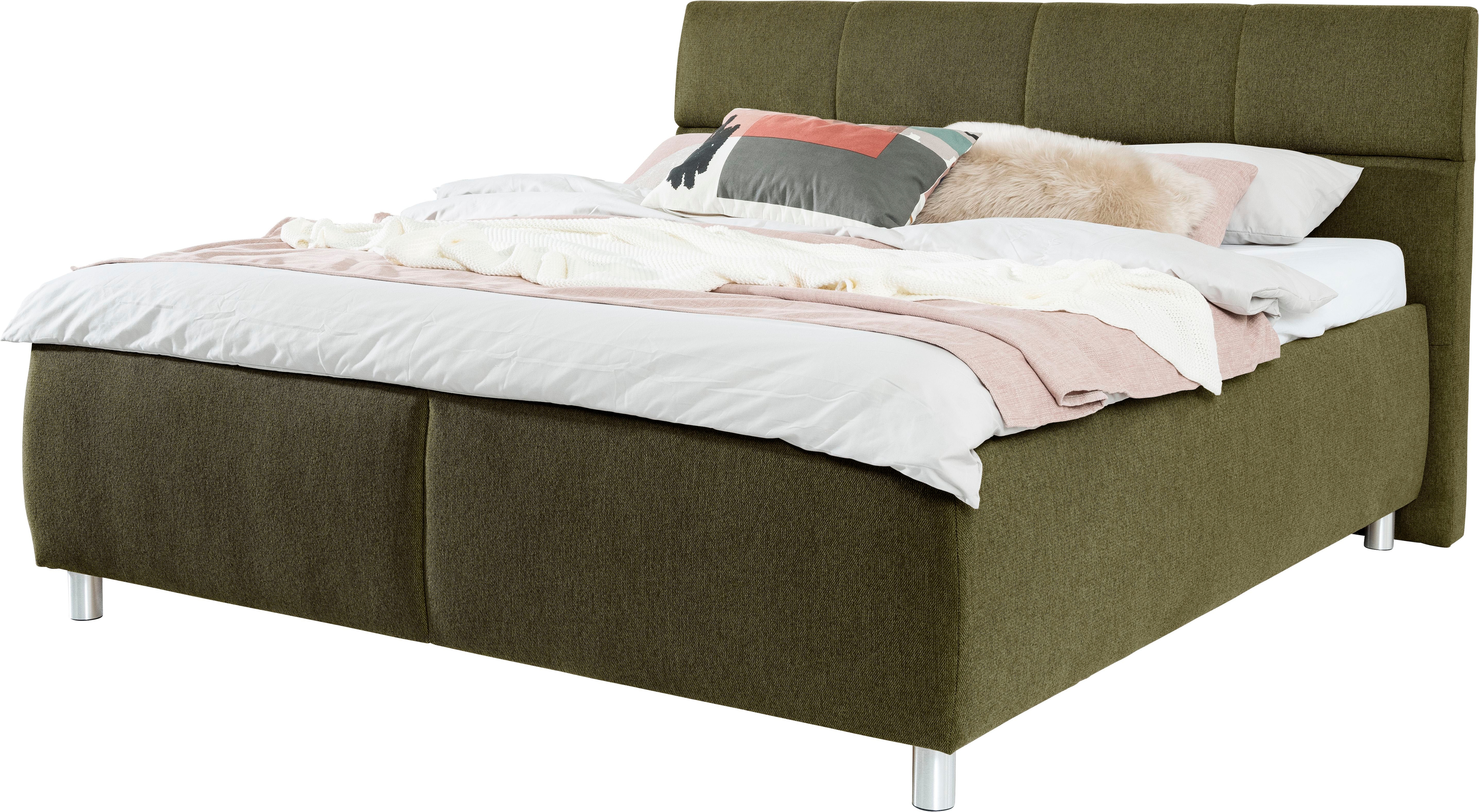 Stauraumbett ALINA "Maike", grün (dunkelgrün gcp 333), B:219cm H:112cm L:218cm, Chenille GCP (100% Polyester), Betten, inklusive motorisch verstellbaren Lattenrost, wahlweise mit Matratze Image