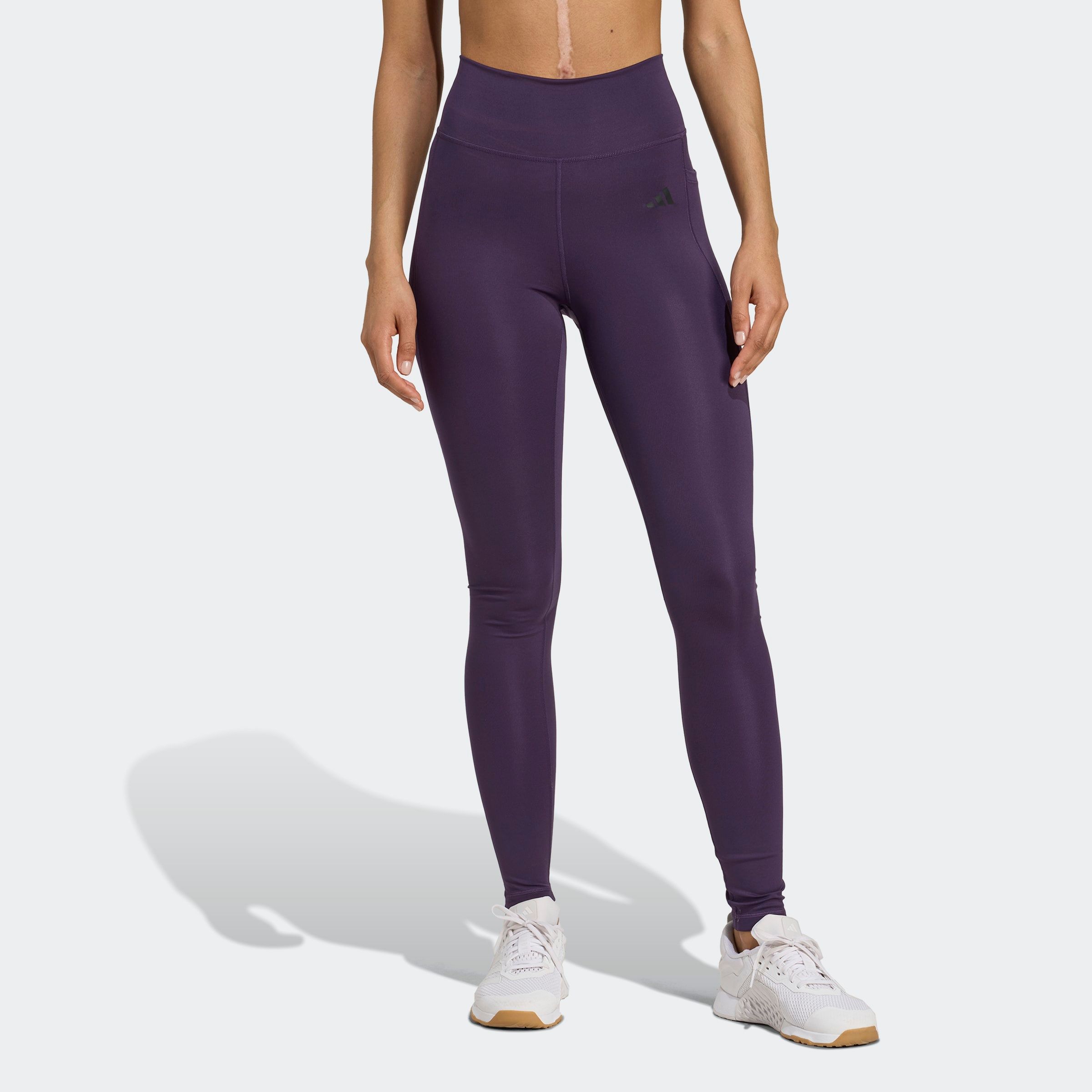 Trainingstights ADIDAS PERFORMANCE "OPT ESS ST 1/1", Damen, Gr. L, N-Gr, aurora plum, Obermaterial: 85% Polyester, 15% Elasthan, Hosen Image