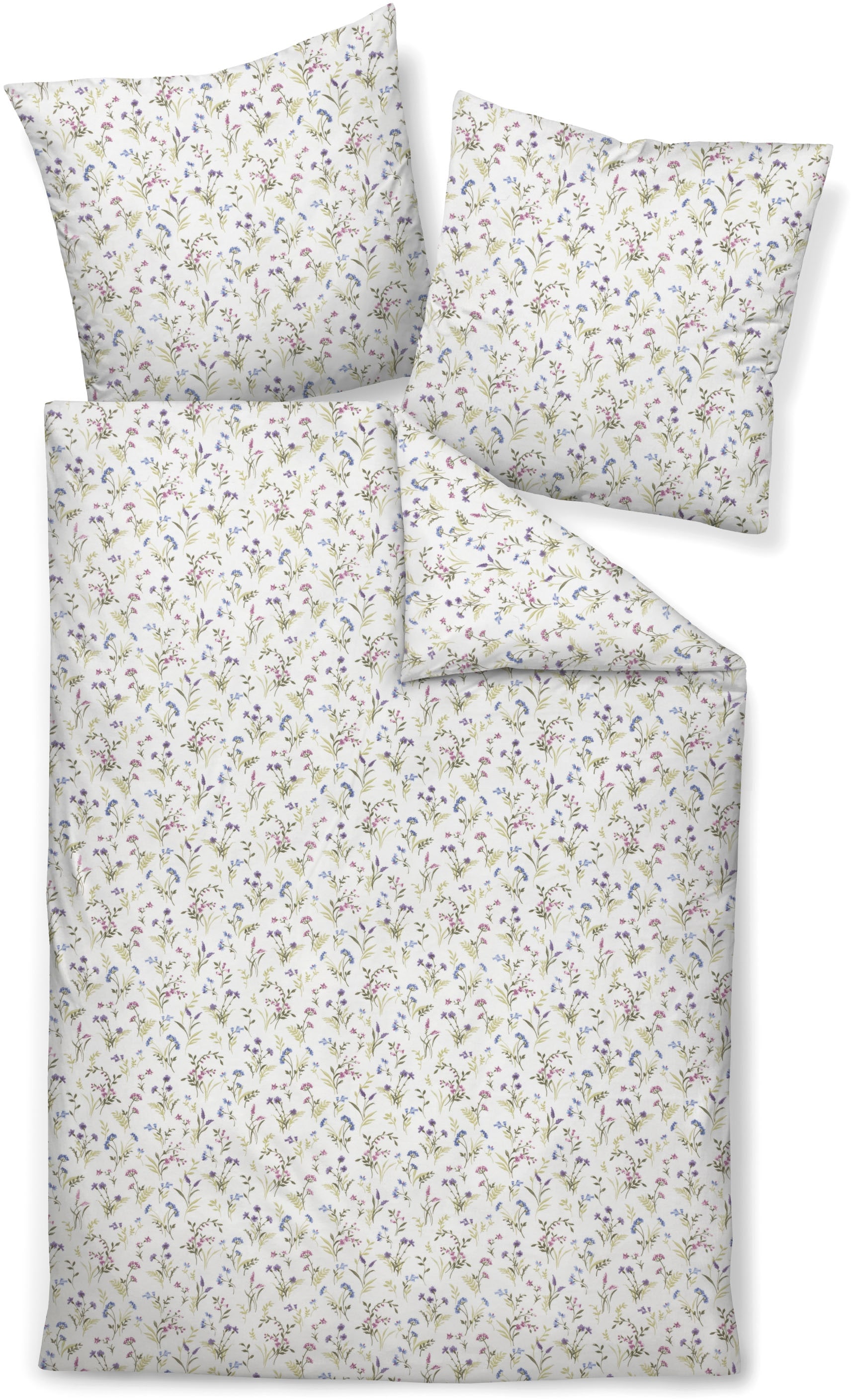 Bettwäsche JANINE "Feinbiber65173 0", grün (beere grün), B/L: 155cm x 220cm, 1 Stk., 1 Stk., Feinbiber, B/L: 80cm x 80cm, Feinbiber, Obermaterial: 100% Baumwolle, Bettwäsche, mit Reissverschluss Image