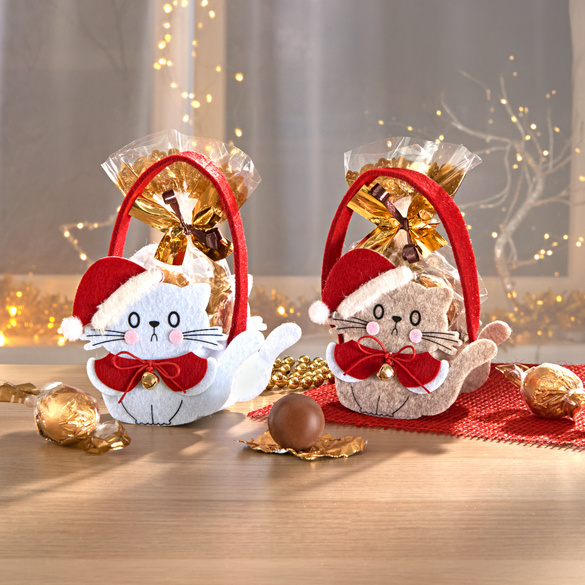 Tasche "Weihnachtskatze" mit Konfekt 2er-Set Image