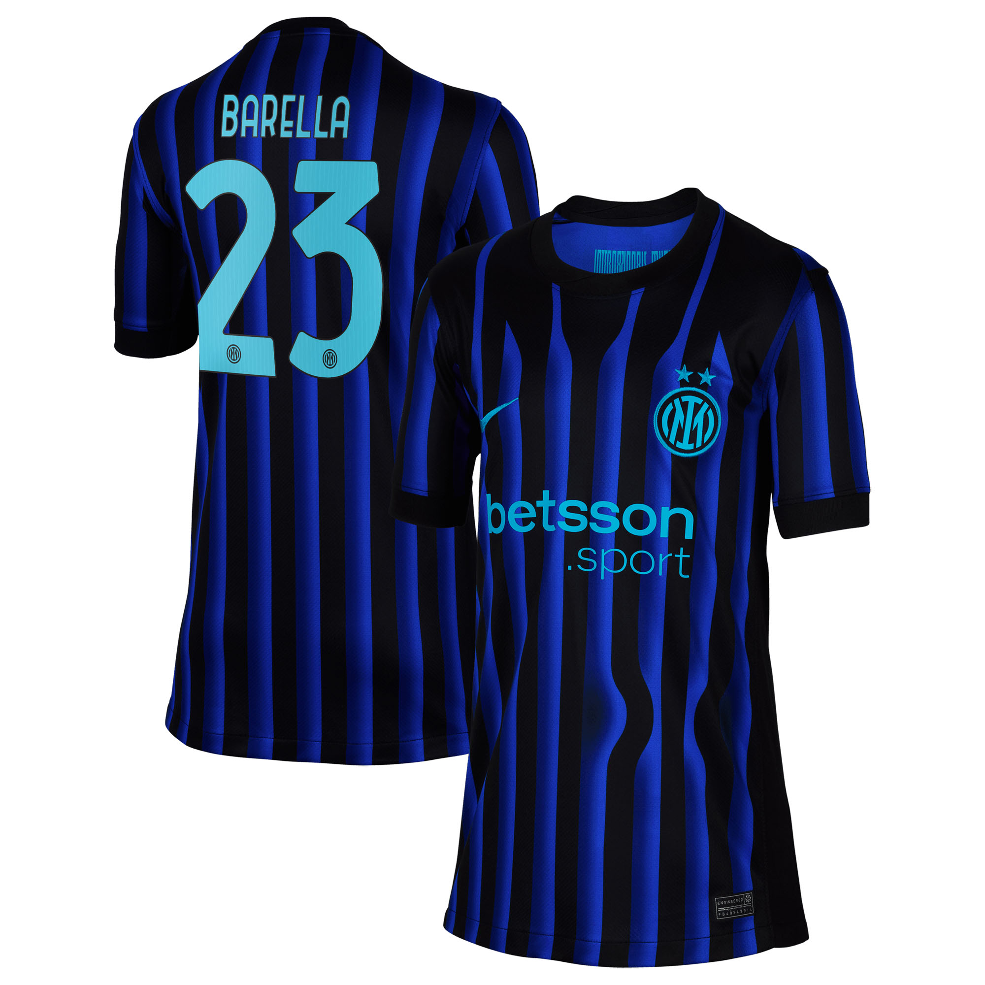 Inter Nike Stadium Heimtrikot 2025-26 - Kinder mit Aufdruck Barella 23 Image