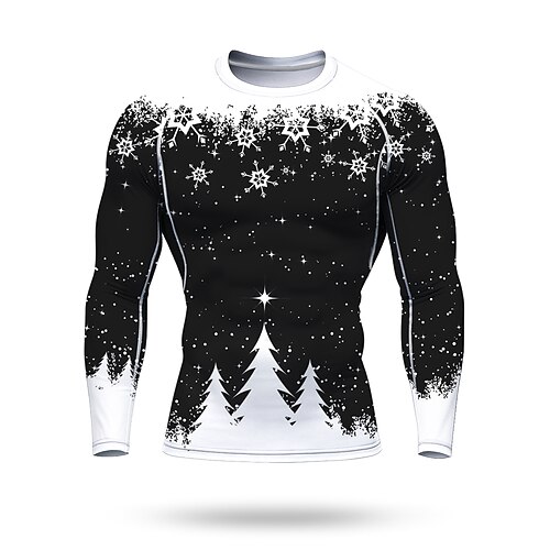 Natale Per uomo Unisex T-shirt da corsa Maglia atletica Maglietta da Palestra Maglietta Fitness Camicia da allenamento Manica Lunga Maglietta UPF 50 Resistente ai Raggi UV Morbido Traspirante