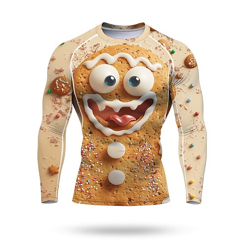 Natale Per uomo Unisex T-shirt da corsa Maglia atletica Maglietta da Palestra Maglietta Fitness Camicia da allenamento Manica Lunga Maglietta UPF 50 Resistente ai Raggi UV Morbido Traspirante