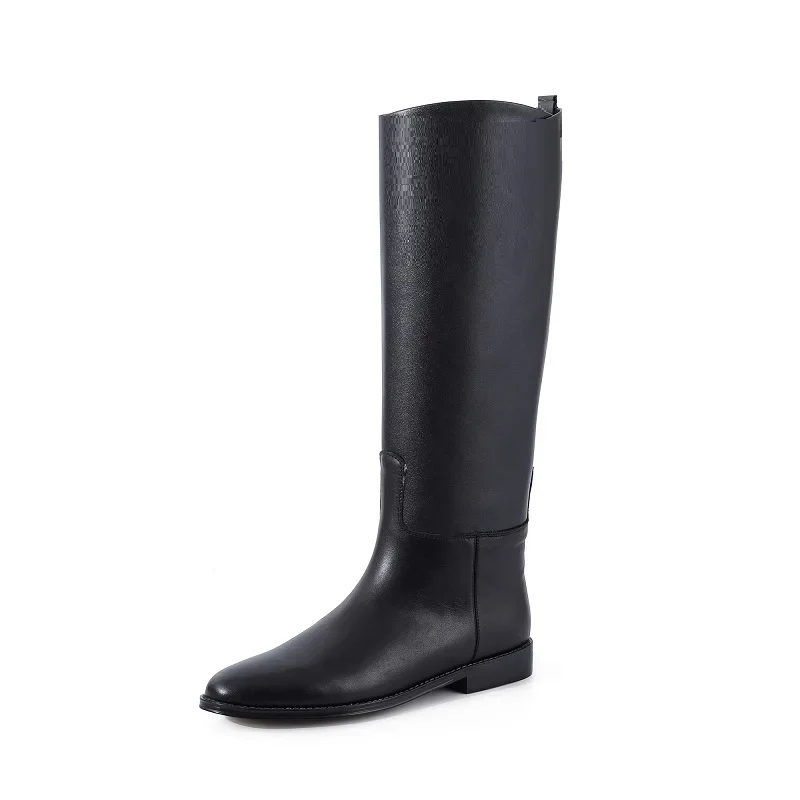 Damen-Stiefel mit mittlerer Wade, Slip-On-Damenschuhe, Frühling und Herbst, Damen-Kuhleder, klassische Stiefel, Slounchy-Stiefel, trendige Winter-Botas