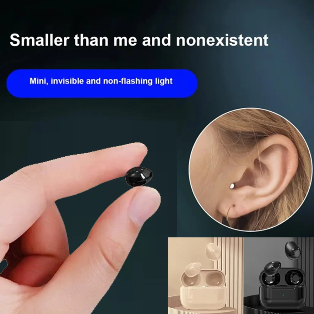 Neue Mini Unsichtbare Kopfhörer In-Ear Ohrhörer Für Schlafen V5.2 Noise Reduction Drahtlose Bluetooth Sport Kopfhörer Mit Mikrofon Image