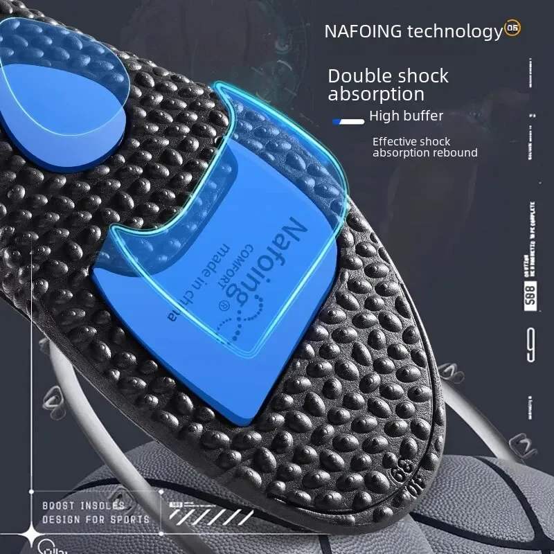 NAFOING Sport-Stoßdämpfungs-Einlegesohlen, schwarz, hochelastisch, zum Laufen, Sneaker-Pads, Rebound-Deodorant, bequemes Fußkissen Image