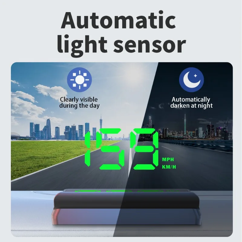 Display Head-Up per auto W2 HUD per auto Display Head-Up automatico GPS digitale HUD Tachimetro Cavo USB Plug and Play Luminosità automatica