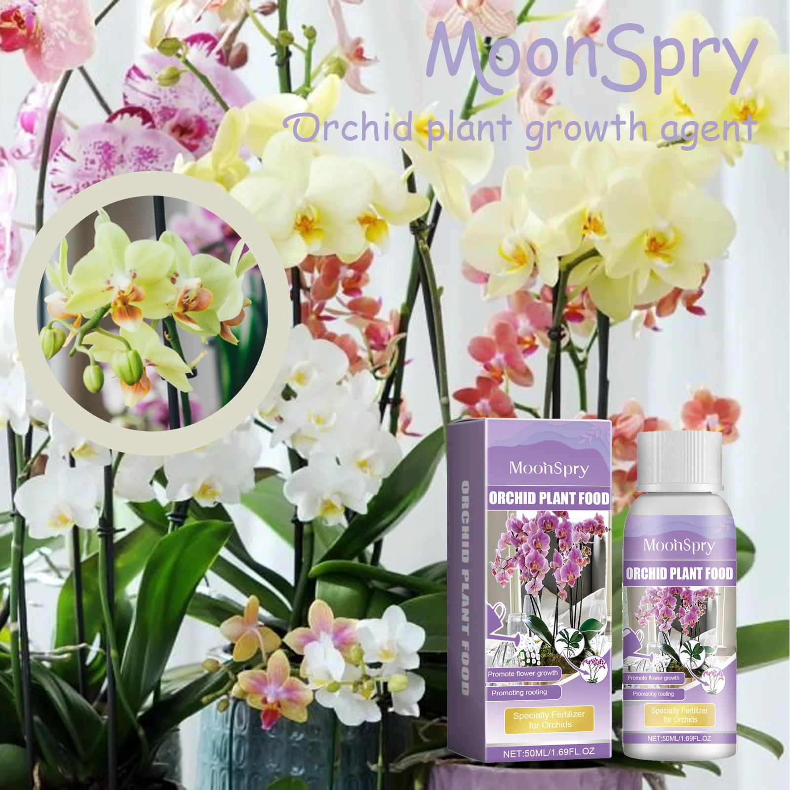 50 ml Orchidee, spezieller flüssiger Blumendünger, Hydrokultur-Gartenpflanze, Ernährung, Wachstumsergänzung, zusammengesetzte Nährstoffe für Blumen Image