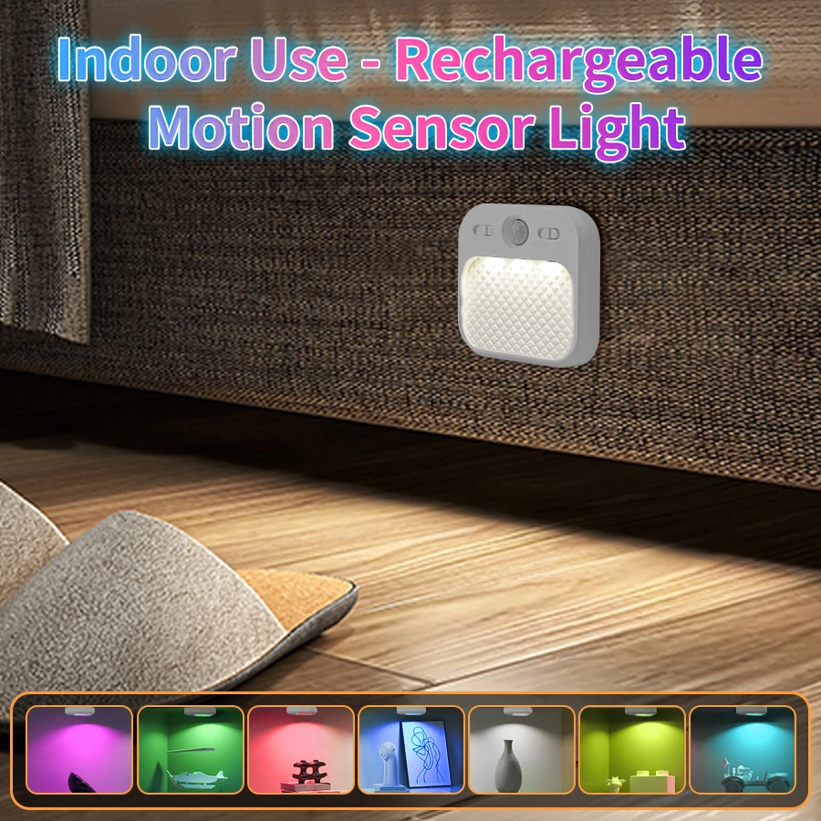 1–4 Stück LED-Nachtlicht mit Bewegungsmelder, wiederaufladbarer Magnet, dimmbar, weiß, kabellose RGB-Wandlampe für Treppen, Schränke, Flur