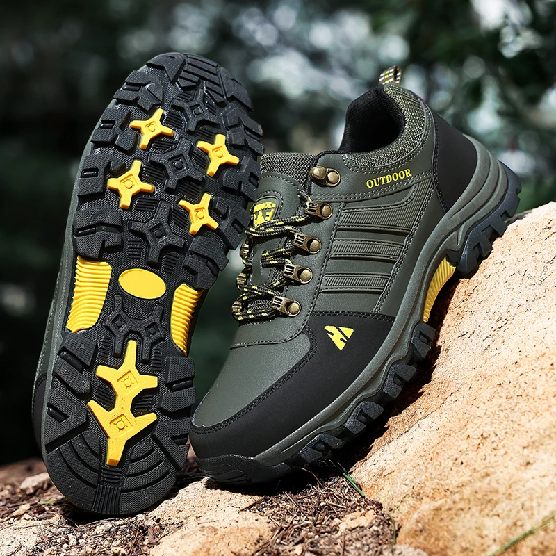 High-Top-Stiefel-Schuhe für Herren, langlebig, zum Schnüren, Low-Top, weiche Herrenschuhe, bequeme, atmungsaktive Wanderschuhe mit dicken Sohlen für Herren