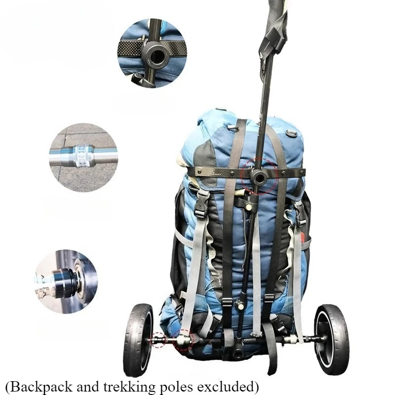 Titan Legierung Carbon Fiber Trekkingstöcke Anhänger Camping Tragbare Outdoor Bergsteigen Wandern Anhänger Räder Outdoor-Tool Image