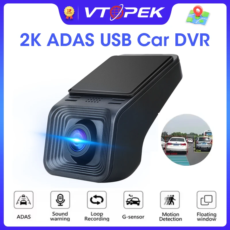 Vtopek 2K ADAS USB Auto DVR Dash Cam Full HD Nacht Version Video Recorder für Android Multimedia Radio Player G-Sensor Loop Video