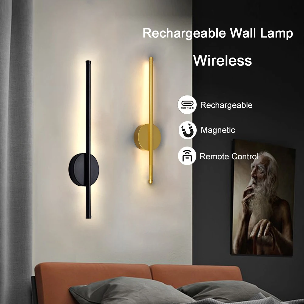 Moderne wiederaufladbare LED-Wandleuchte 360° ° Verstellbarer kabelloser Fern-Touch-Schalter für Spiegelbeleuchtung, Schlafzimmer, Badezimmer, Arbeitszimmer