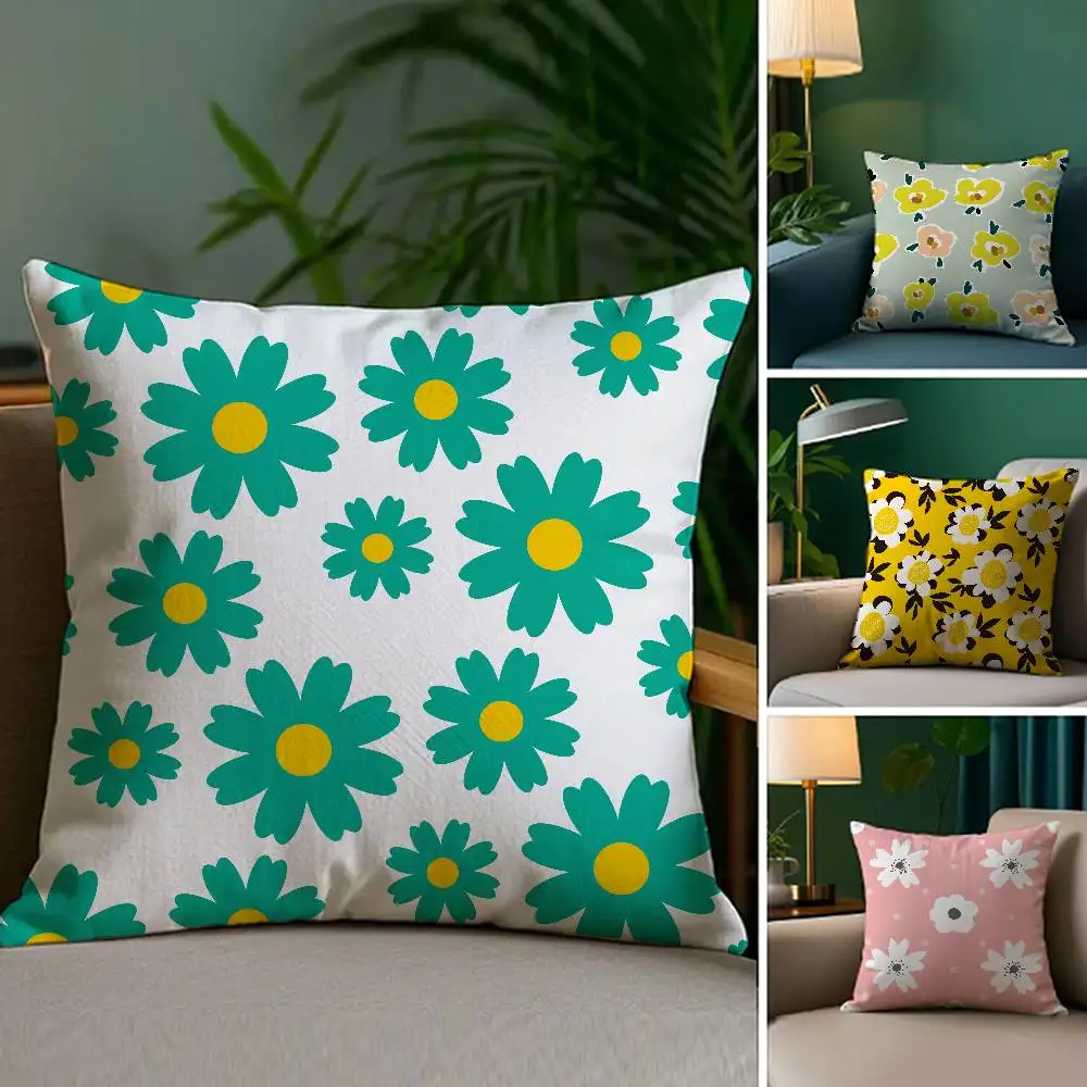 Frühling und Sommer Blumen Kissenbezug Plüsch Stoff weiche doppelseitige Druck Sofa Kissenbezug Wurfkissenbezüge Image