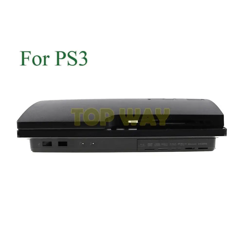 10 Sets Ersatz für Playstation 3 PS3 Slim 120G 320G Konsole Schwarz Weiß Gehäuse Shell Case Frontplatte Abdeckung mit Logo