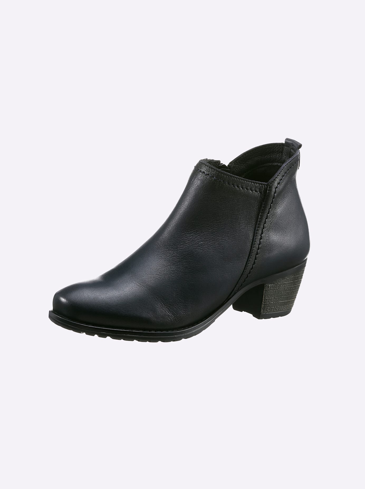Stiefelette HEINE, Damen, Gr. 40, blau (marine), Glattleder, Leder, Rindsleder, Schuhe Stiefelette