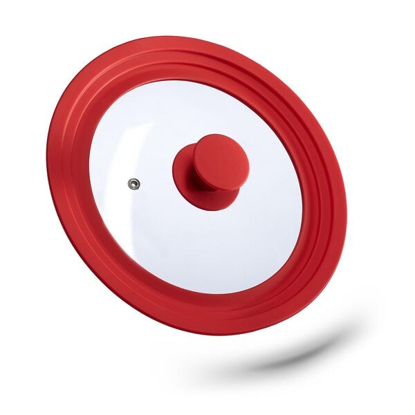 relaxdays Topfdeckel 20–24 cm mit Silikonrand Rot Image