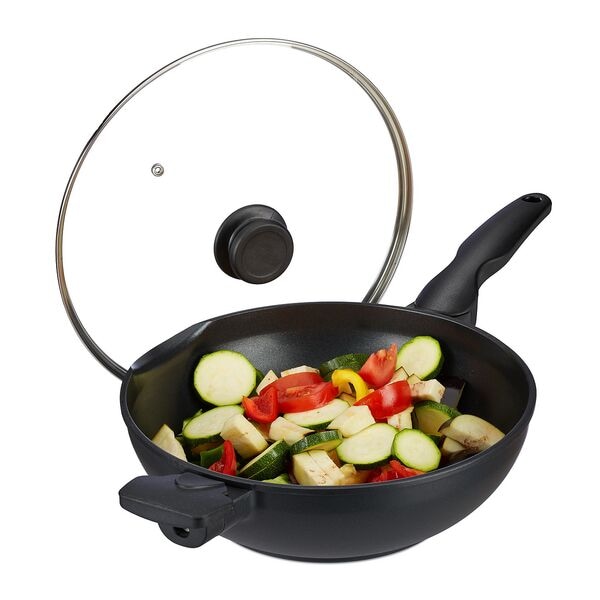 relaxdays Wok mit Deckel Induktion 30 cm Image