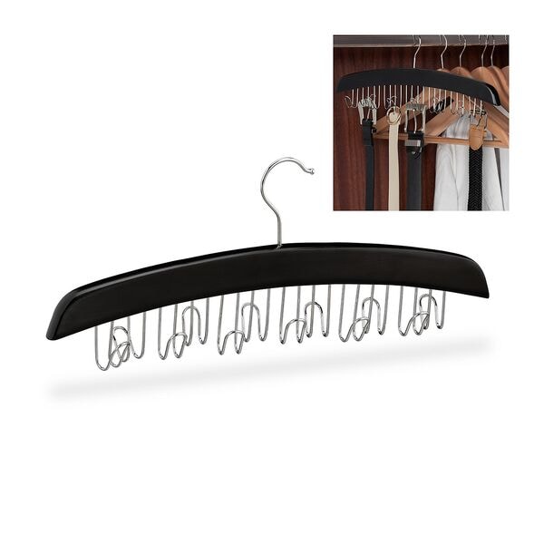 relaxdays Gürtelhalter Holz schwarz braun