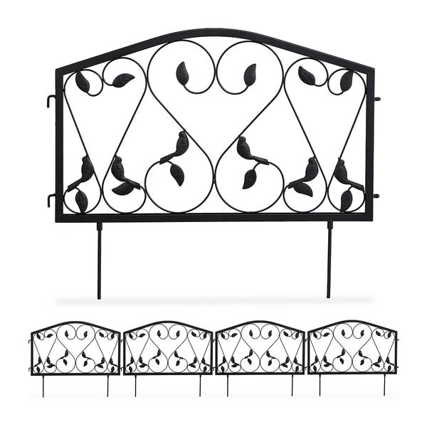 relaxdays Beetzaun »Antik« mit floralen Ornamenten 4-tlg.