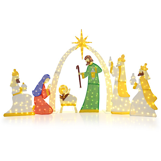Costway 7 Pieces Lighted Nativity Scene with 310 Warm White LED Lights