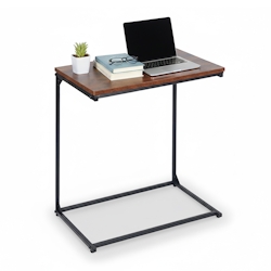 Relaxdays Beistelltisch, C-Form, neigbare Tischplatte, HBT: 66 x 55 x 35 cm, Laptoptisch mit Stopper, schwarz/ braun Image