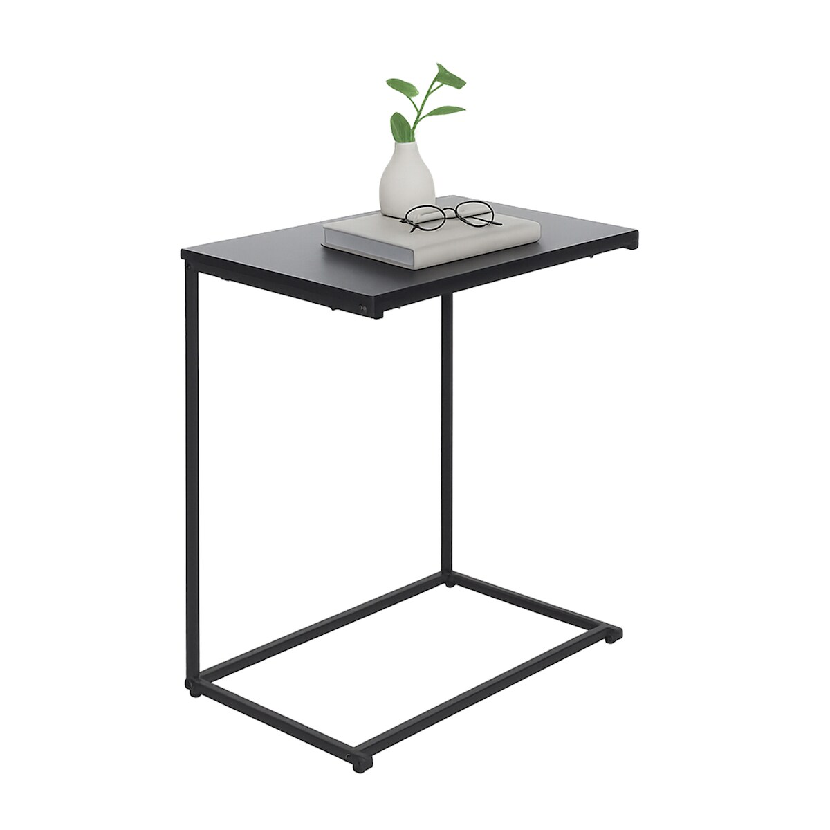 Relaxdays Beistelltisch, C-Form, große Tischplatte, HxBxT: 60 x 55 x 35 cm, Sofatisch zum Unterschieben, Eisen, schwarz Image