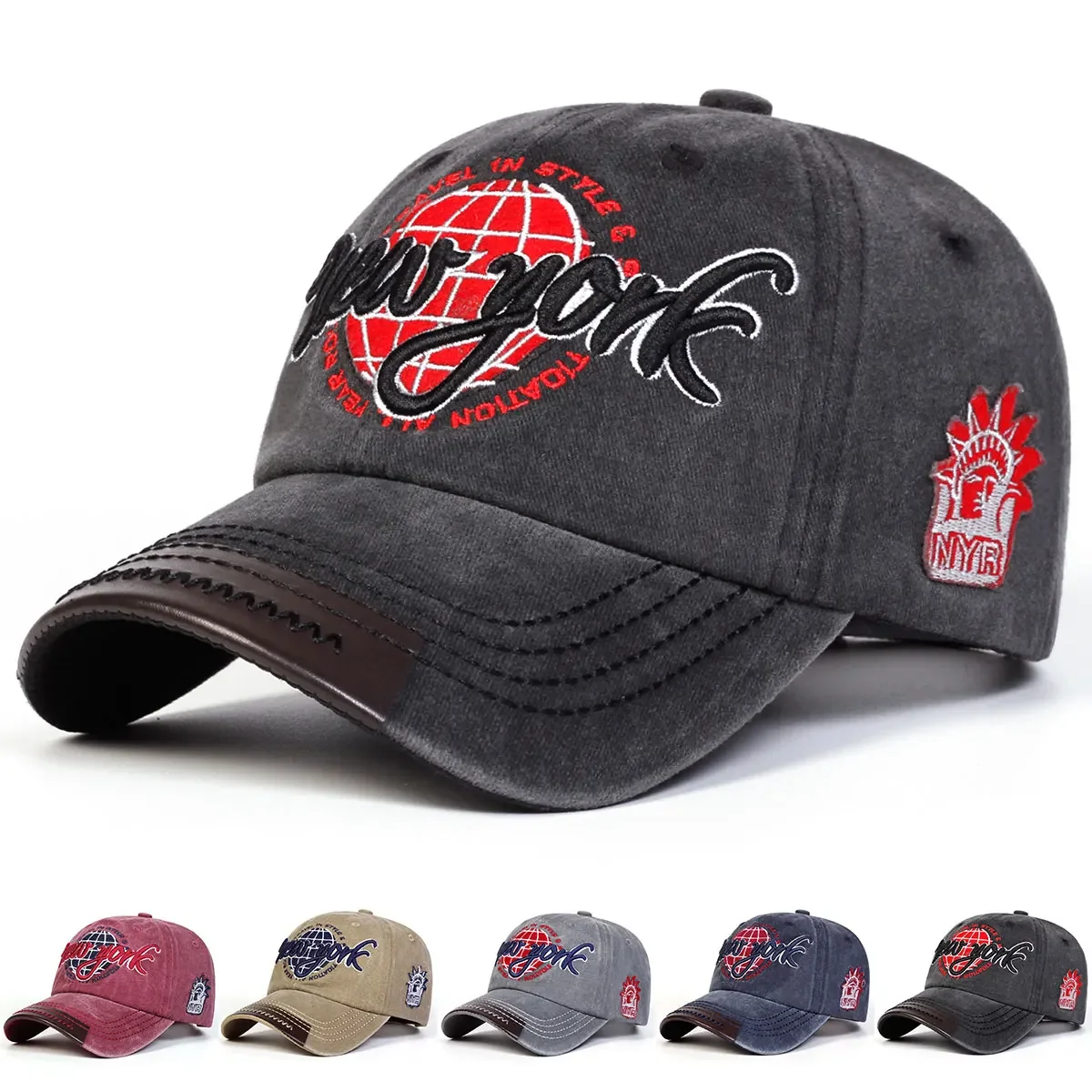 Unisex New York Stickerei Wash Baseball Caps Frühling und Herbst Outdoor Einstellbare Casual Hüte Hip Hop Hut Sonnenschutz Hut