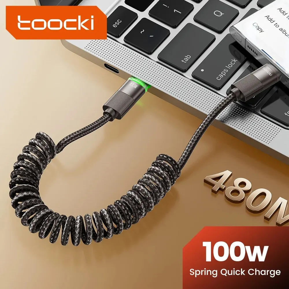 Toocki PD100W Typ C auf Typ C Kabel 5A Schnellladung USB C Frühling Autoladekabel für iPhone 15 Xiaomi 12 Samsung S23 MacBook Image