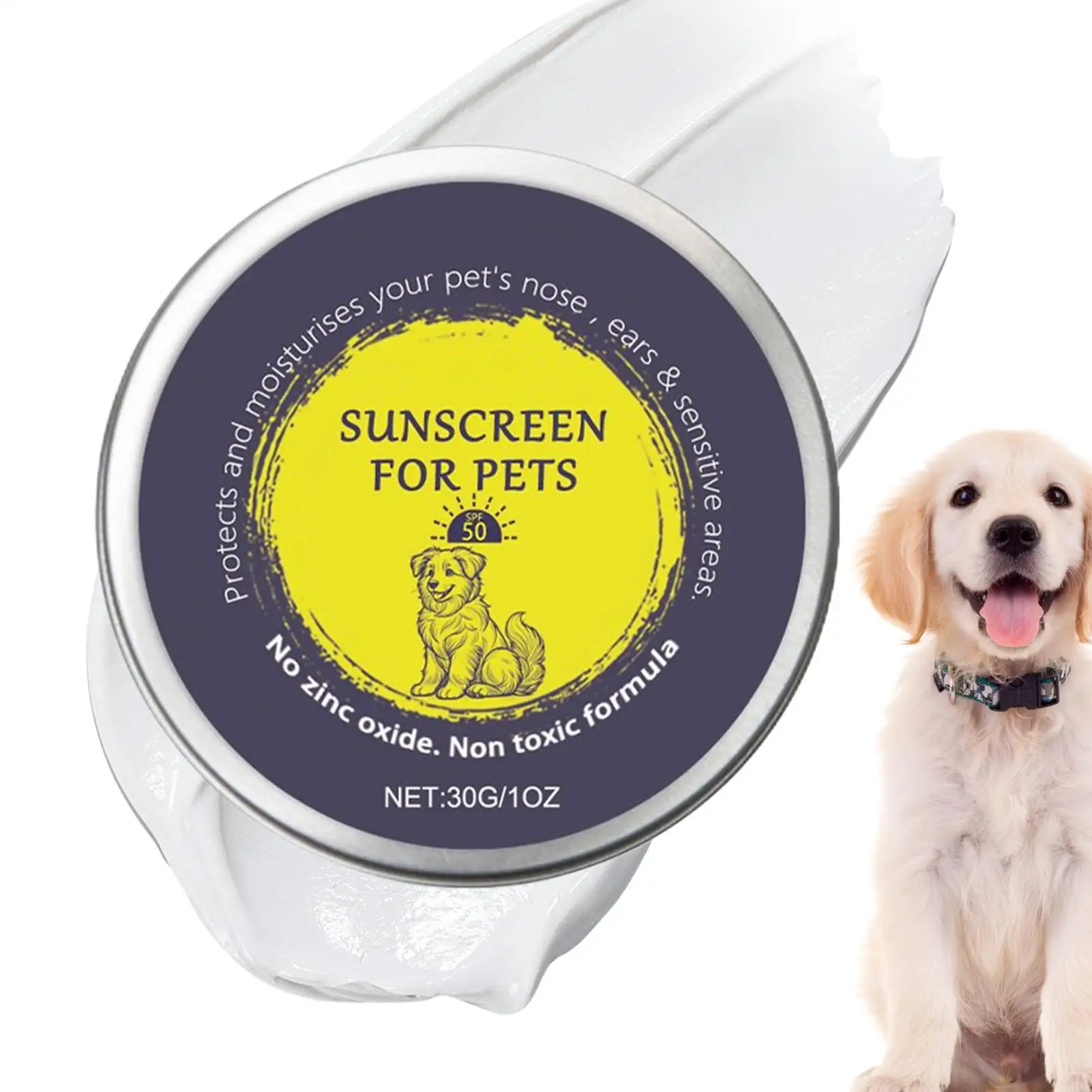 Natürliche Sonnencreme für Hunde und Katzen, Sonnenschutz für Hunde und Katzen, LSF, 30 g, feuchtigkeitsspendender Sonnenschutz, Hautpflege für Katzen und Hunde, für Outdoor-Wandern Image