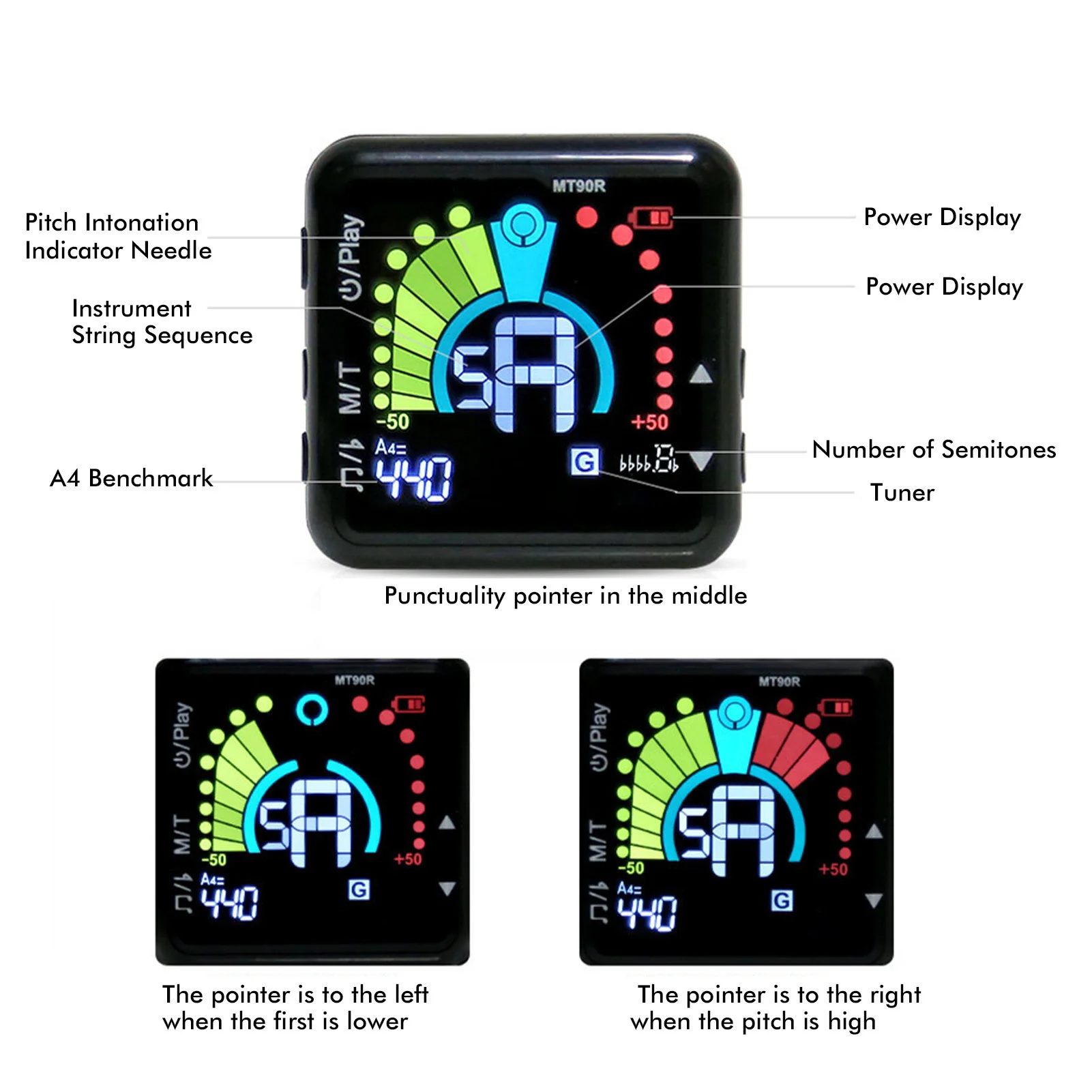 Metronom-Tuner zum Aufstecken, wiederaufladbar, 2-in-1, multifunktionales Stimmgerät für Saiteninstrumente, Metronom-Tuner, wiederaufladbares Stimmgerät Image