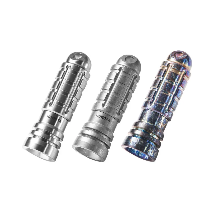 Mini Titanlegierung Mini Taschenlampe Outdoor Survival Tool LED Tasche Schlüsselanhänger Licht mit Halskette für Camping Angeln Wanderung Image