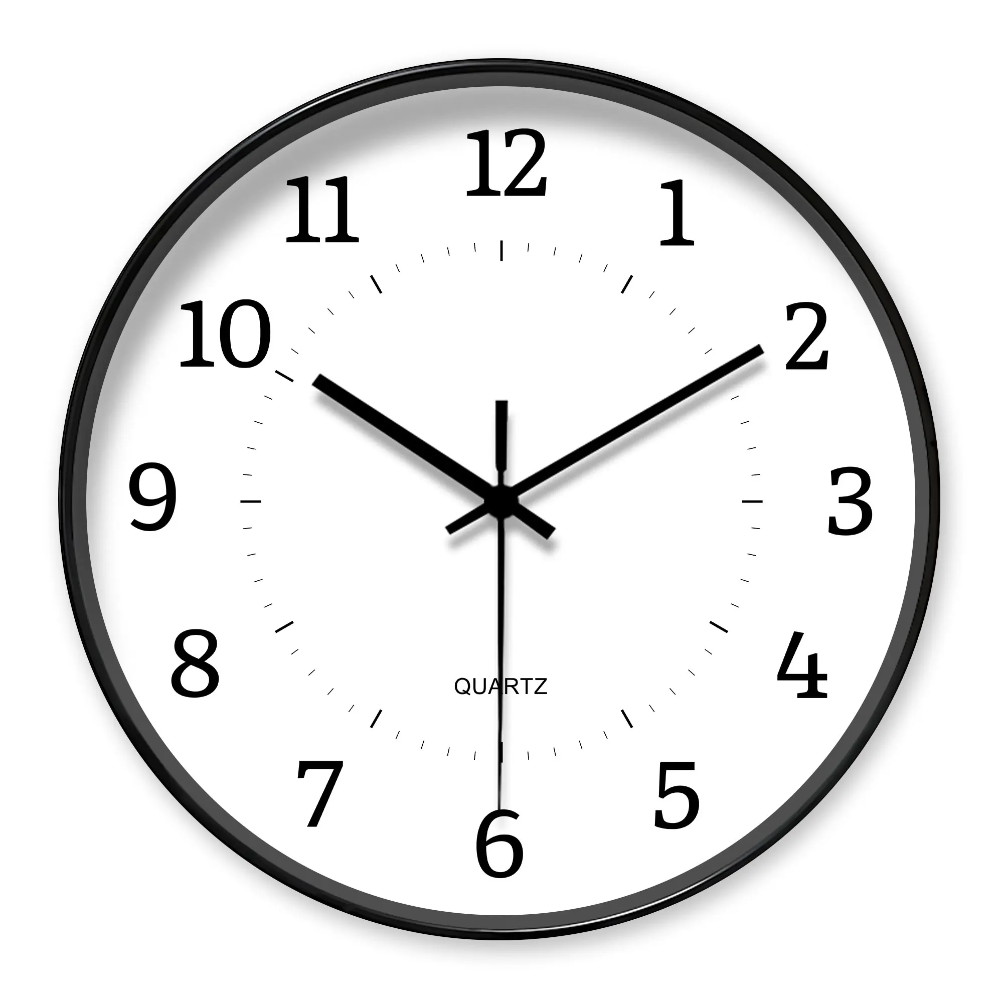 Runde, minimalistische weiße Quarz-Wanduhr, klassisches, schlichtes Dekor (Batterien nicht im Lieferumfang enthalten), 25,4–40,6 cm Image