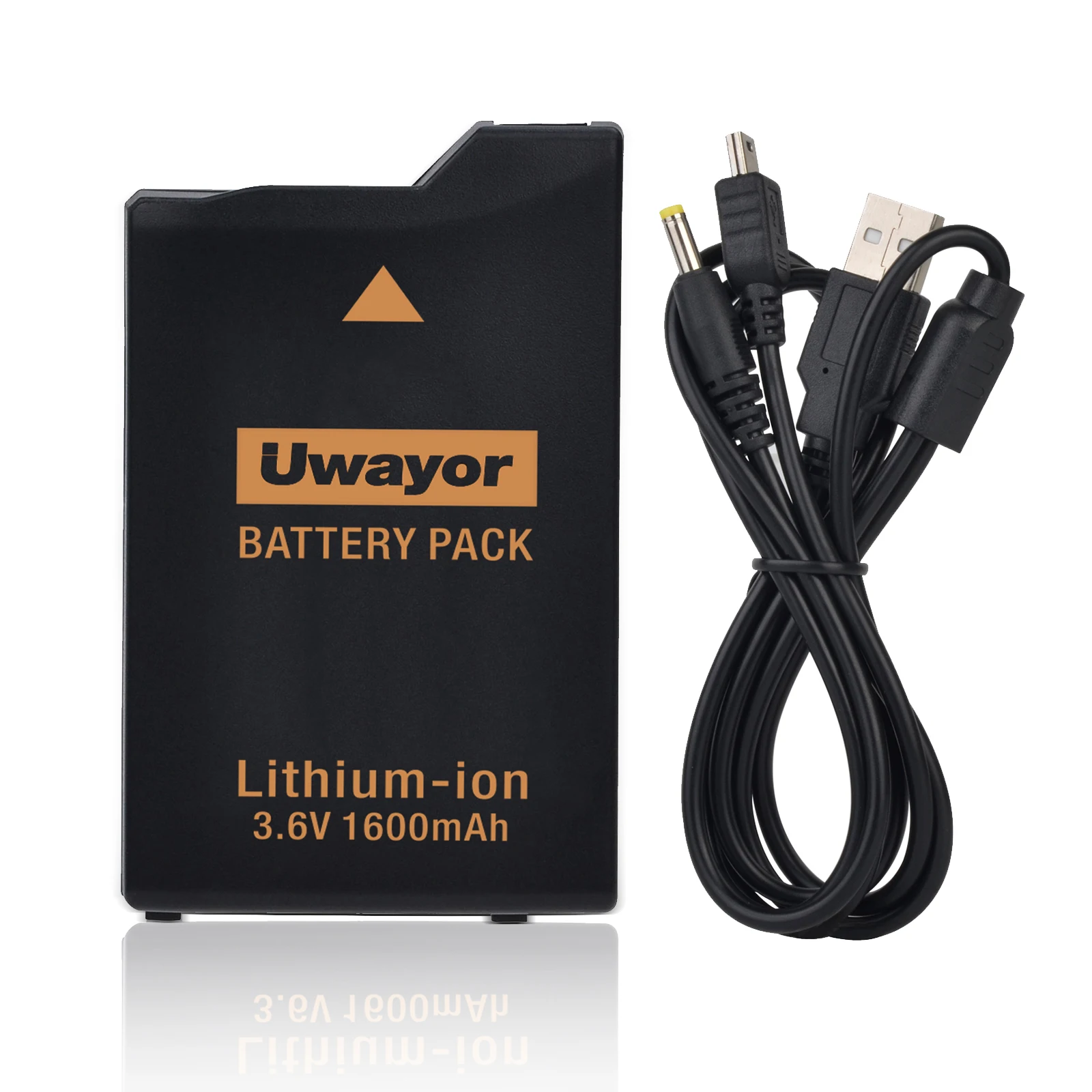 UWayor PSP 3000/2000 Akku 1600 mAh mit PSP-Ladekabel für PSP3000/PSP2000, PSP-3001, PSP-3000, PSP-3002, PSP-S110 Konsole Image
