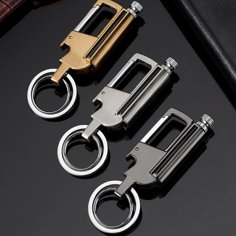 Multifunktions-Drei-in-10.000-Zeit-Match-Feuerzeug aus Zinklegierung, Bieröffnung, Schlüsselanhänger, gleitende Zündung, praktisch und schnell Image