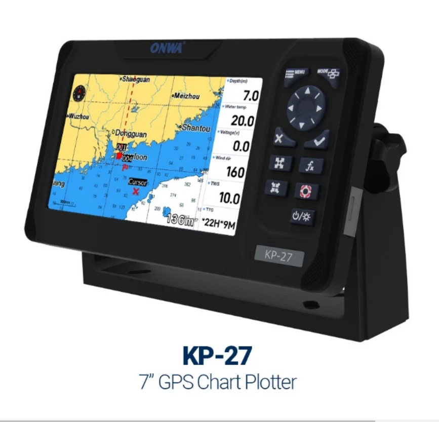 KP-27 ONWA 7-Zoll-Marine-GPS-Kartenplotter GPS SBAS Marine Navigator Locator Displayfunktion Schiffsboot-Unterstützung GPS und GALILEO