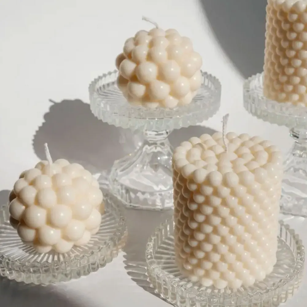 1-2 stücke Blase Säule Ball Duft Kerze Form Einfache Stil Handgemachte Geometrie Spalte Harz Gips Handwerk DIY Handwerk liebhaber Geschenke Image