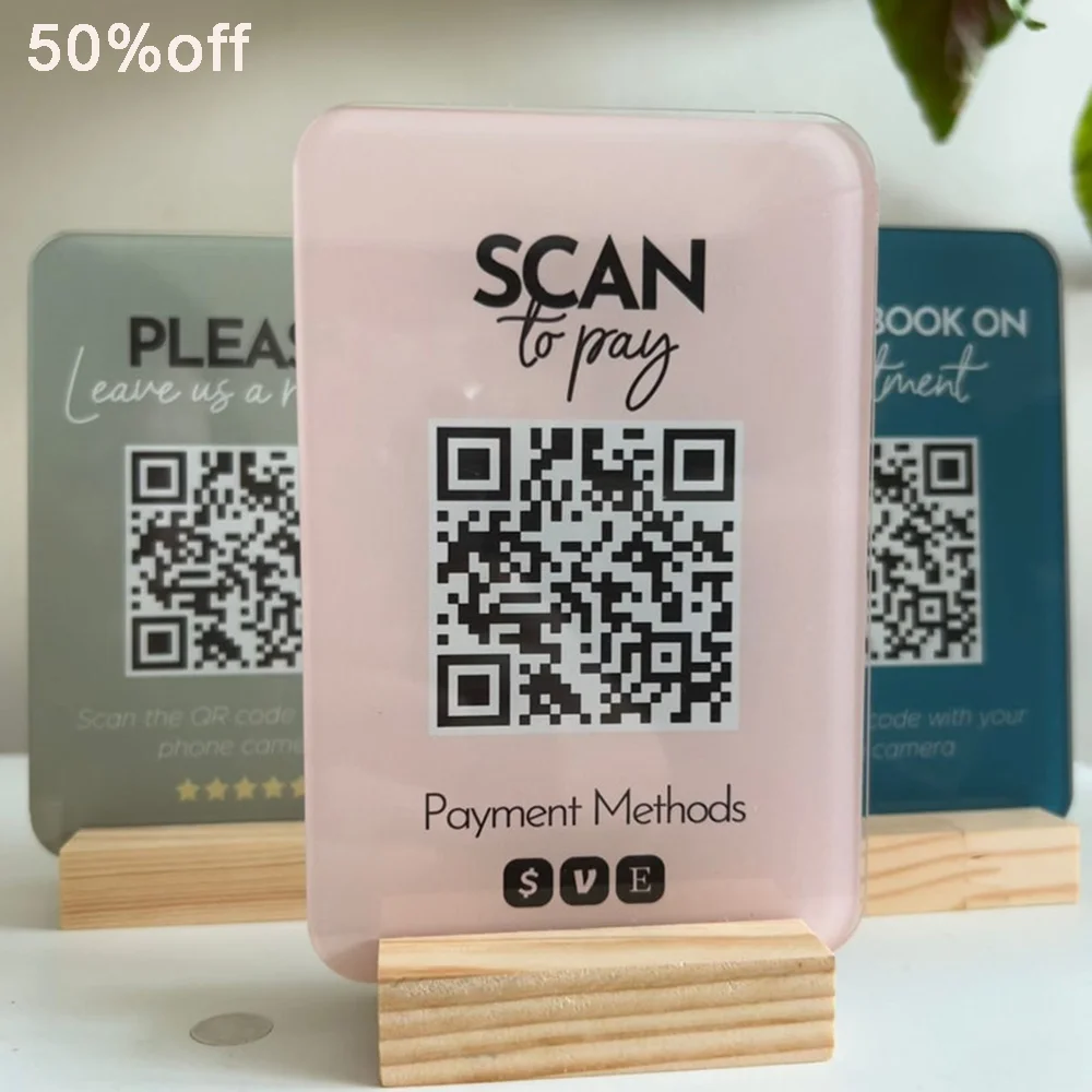 Kundenspezifische QR-Code-Acrylkarte, die direkt an Zahlungsmethoden, Empfangsmenü und Kasse verbunden werden kann Image