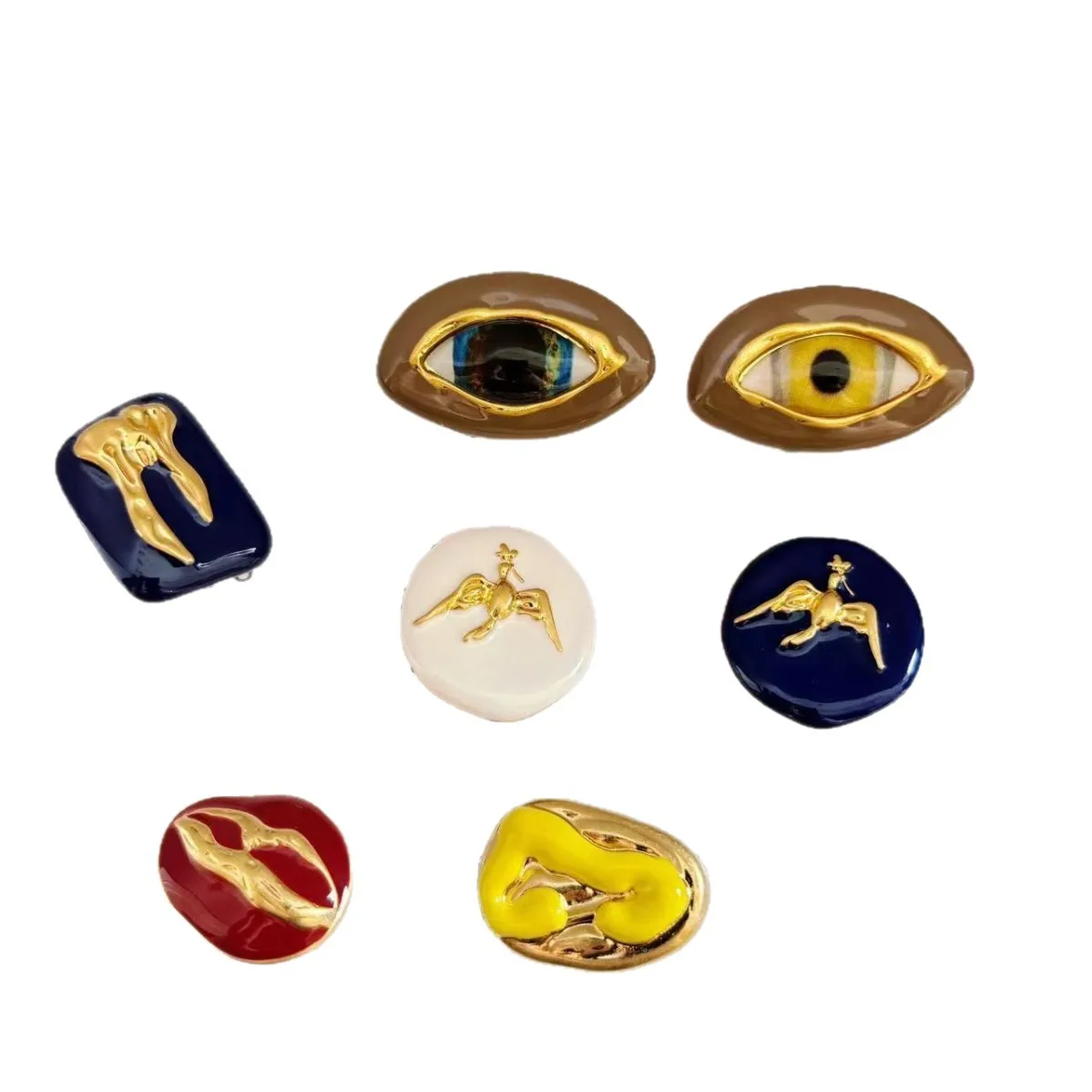 Dopamine Color Facial Features Series Brass Set Buttons,fashion Clothing Decorations,Statement Keyhole Face Lip earring Ring