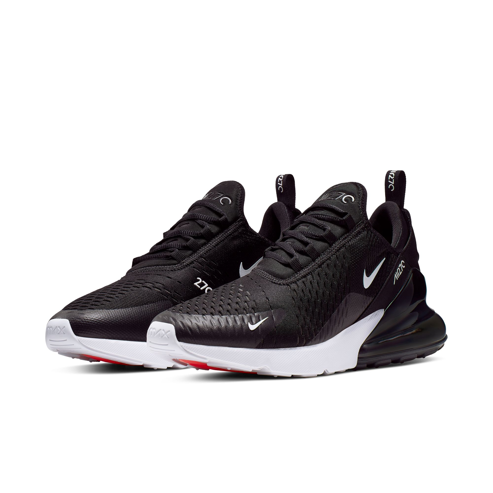 Sneaker NIKE SPORTSWEAR "AIR MAX 270", Gr. 42,5, schwarz, anthrazit, weiß, solar rot, Synthetik, Textil, Schuhe