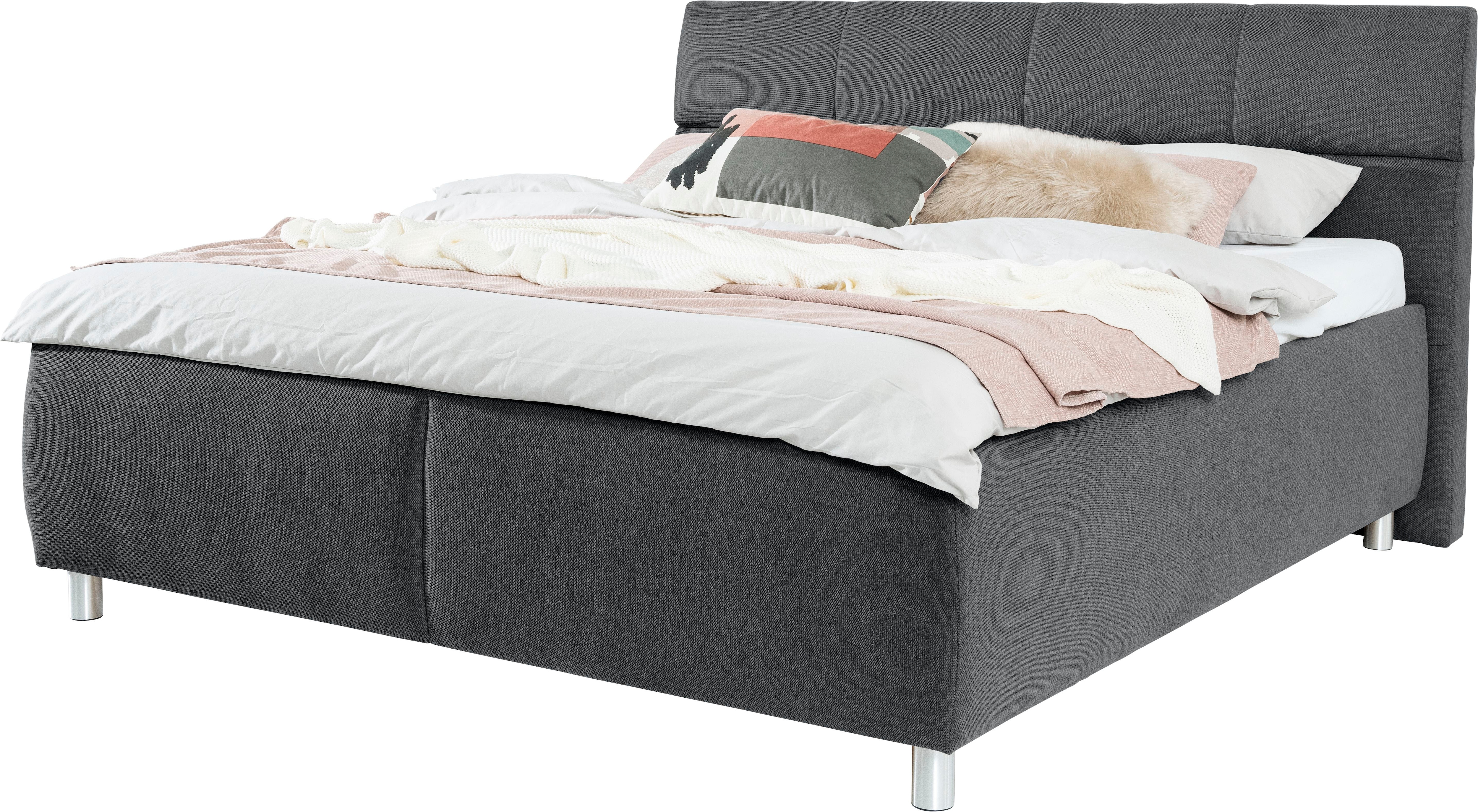 Stauraumbett ALINA "Maike", grau (dunkelgrau gcp 129), B:179cm H:112cm L:218cm, Chenille GCP (100% Polyester), Betten, inklusive motorisch verstellbaren Lattenrost, wahlweise mit Matratze Image