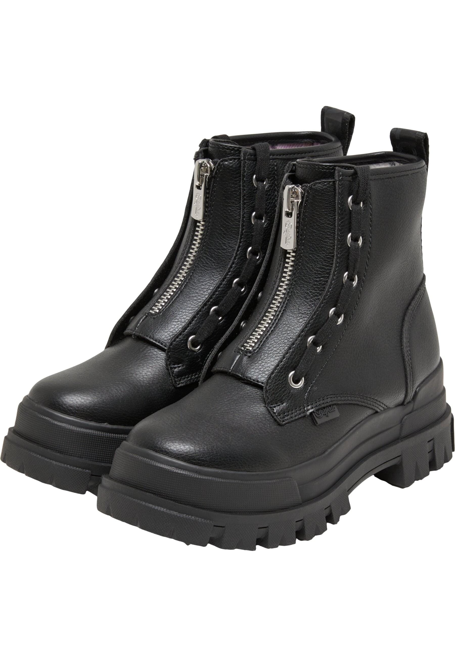 Stiefel BUFFALO "Buffalo aspha zip", Damen, Gr. 39, schwarz, Kunstfaser, unifarben, Schuhe