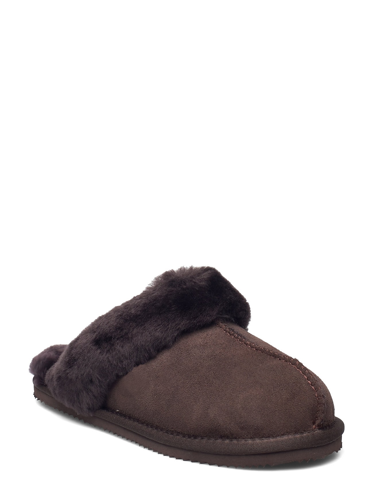 Hausschuh ROSEMUNDE "Sydney Shearling Reversed Slippers", Damen, Gr. 41, dunkelbraun, Obermaterial: 100% Lammveloursleder. Futter: 100% Lammfell, Schuhe Hausschuh, atmungsaktiv, wärmend, mit Memory Foam
