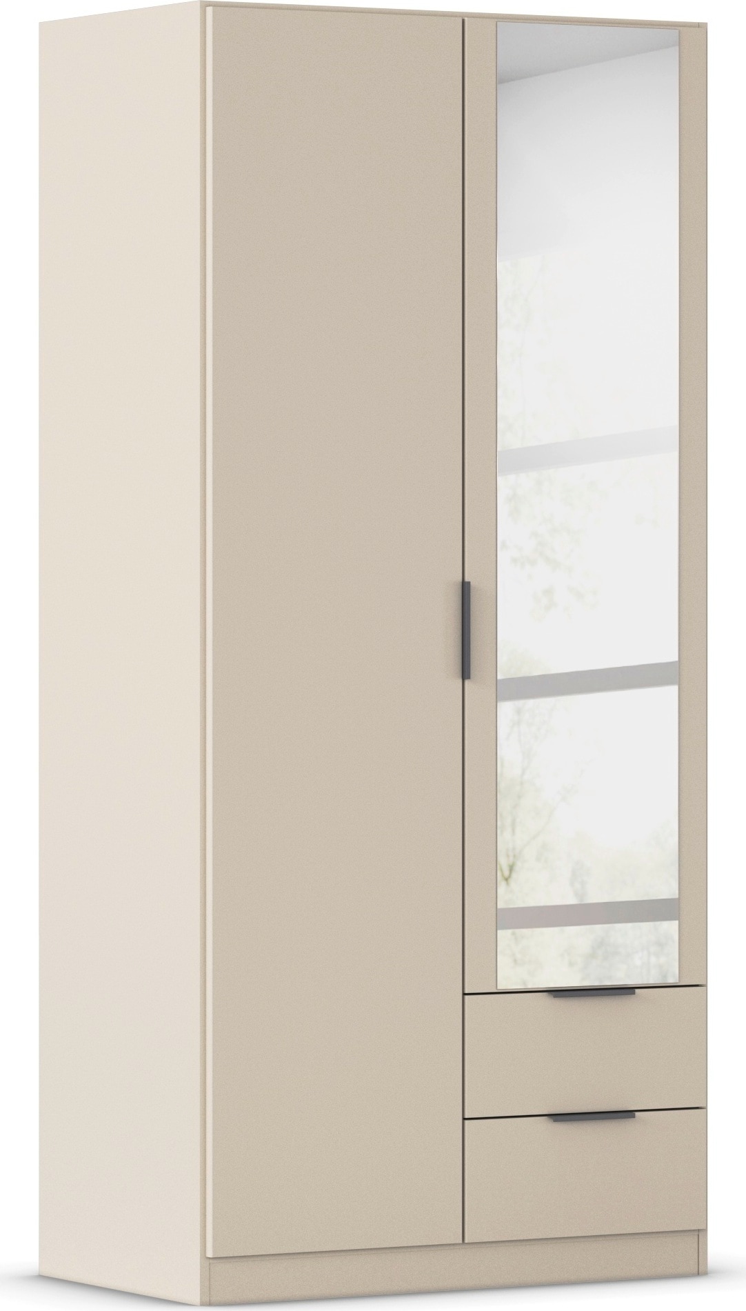 Kleiderschrank RAUCH "Drehtürenschrank Schrank Garderobe Ankleide Schlafzimmer LAGOA", beige (champagner), B:91cm H:197cm T:54cm, Holzwerkstoff, Schränke, geräumige Schubladen, 3 Breiten, optional mit Aufsatz MADE IN GERMANY Image