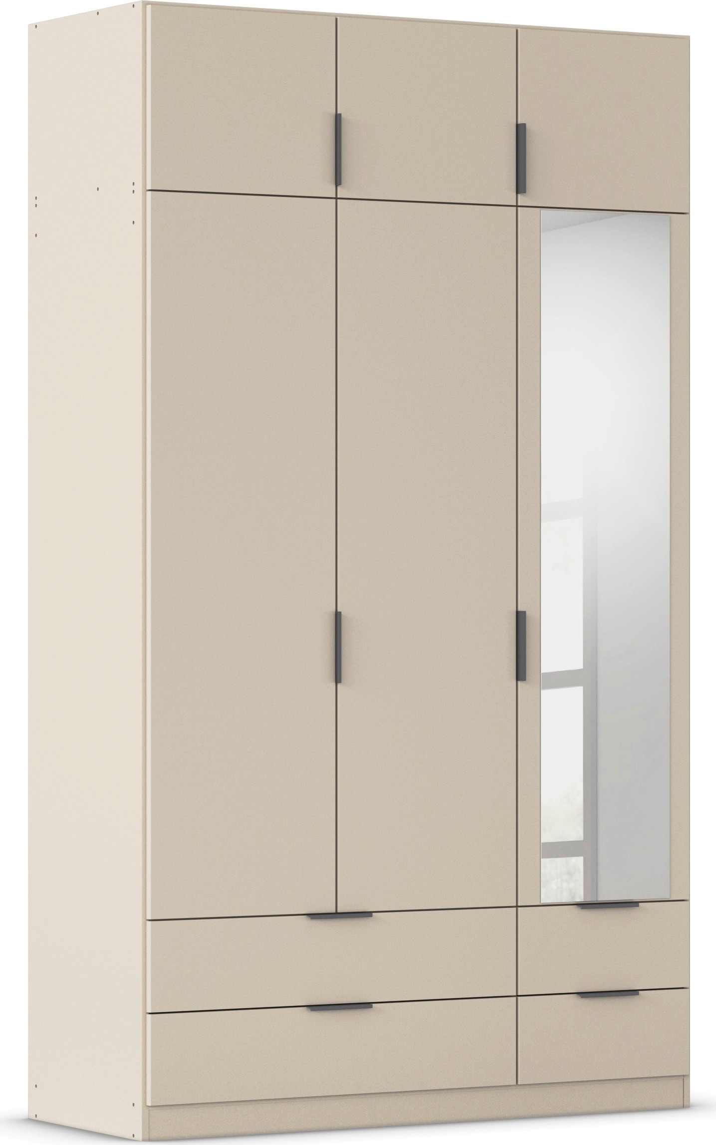 Kleiderschrank RAUCH "Drehtürenschrank Schrank Garderobe Ankleide Schlafzimmer LAGOA", beige (champagner), B:136cm H:235cm T:54cm, Holzwerkstoff, Schränke, geräumige Schubladen, 3 Breiten, optional mit Aufsatz MADE IN GERMANY Image