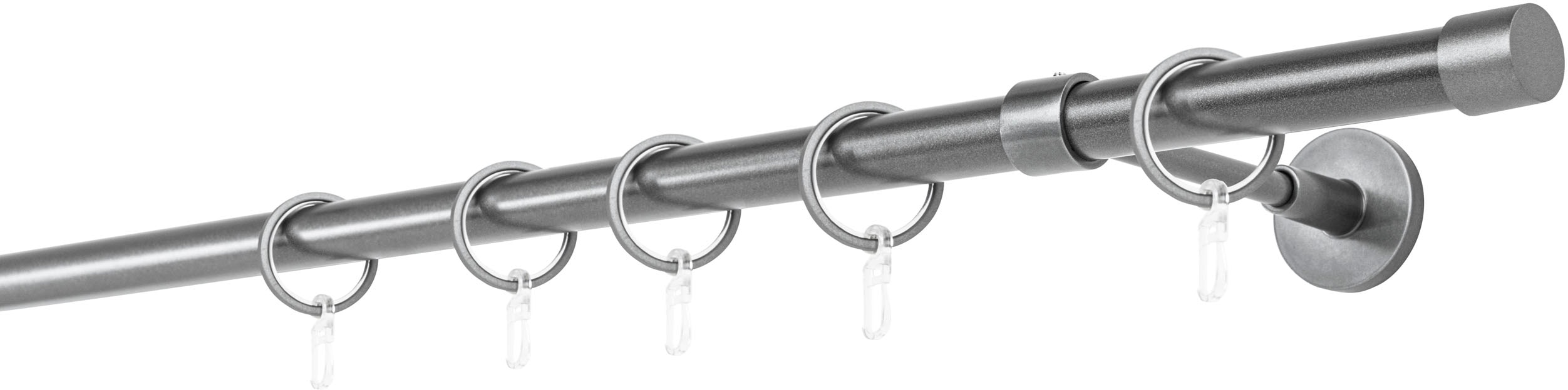 Gardinenstange MYDECO "20mm Cap Wandträger 14 cm", grau (anthrazit), L:390cm, Aluminium, Gardinenstangen Image