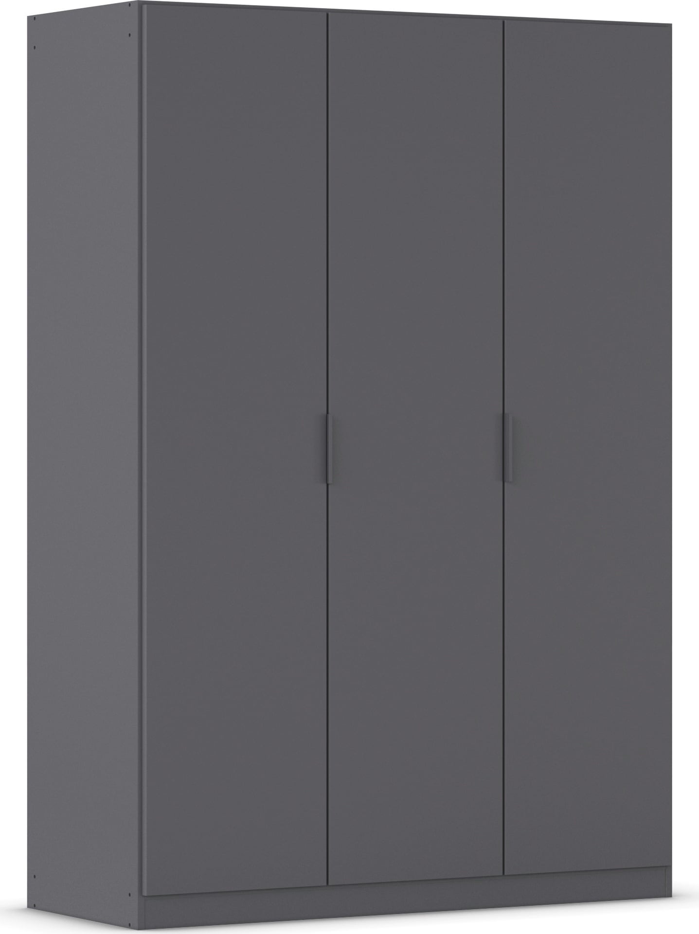 Kleiderschrank RAUCH "Drehtürenschrank Schrank Garderobe Ankleide Schlafzimmer LAGOA", graumetallic, B:136cm H:197cm T:54cm, Holzwerkstoff, Schränke, moderne Kantengriffe aus Metall, optional mit Aufsatz MADE IN GERMANY Image
