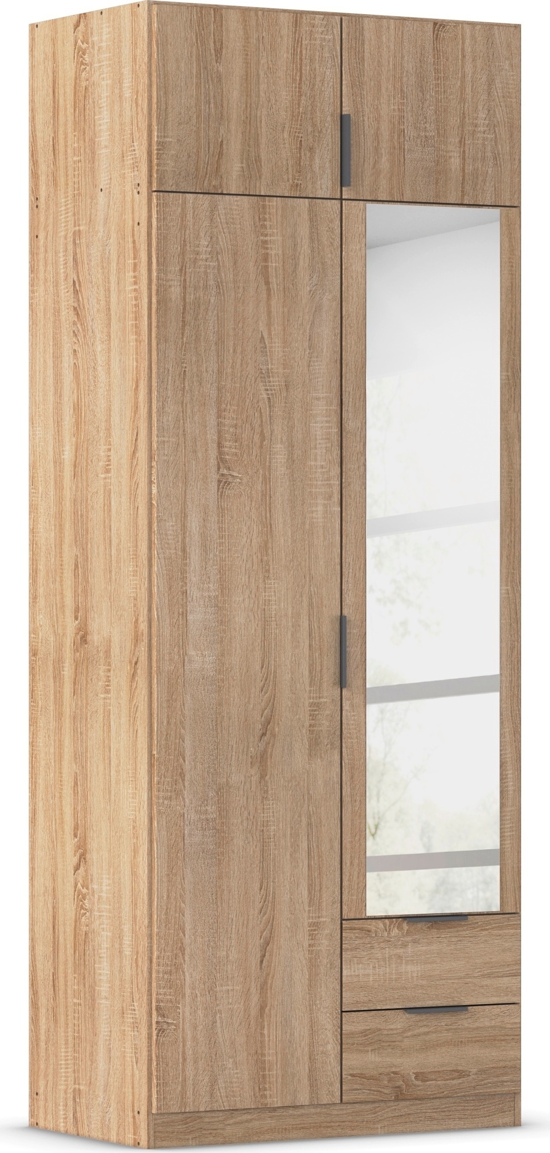 Kleiderschrank RAUCH "Drehtürenschrank Schrank Garderobe Ankleide Schlafzimmer LAGOA", eiche sonoma, B:91cm H:235cm T:54cm, Holzwerkstoff, Schränke, geräumige Schubladen, 3 Breiten, optional mit Aufsatz MADE IN GERMANY Image