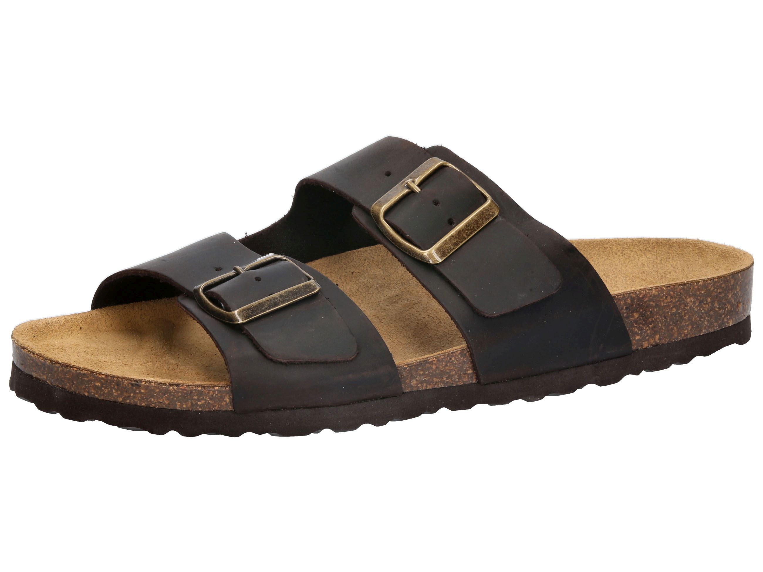 Pantolette LICO "Pantolette Bioline Jenrik", Herren, Gr. 37, braun, Leder, Schuhe Pantolette